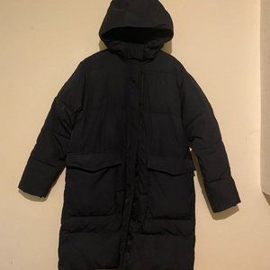 Everlane ReNew Long Puffer, Black, size Small